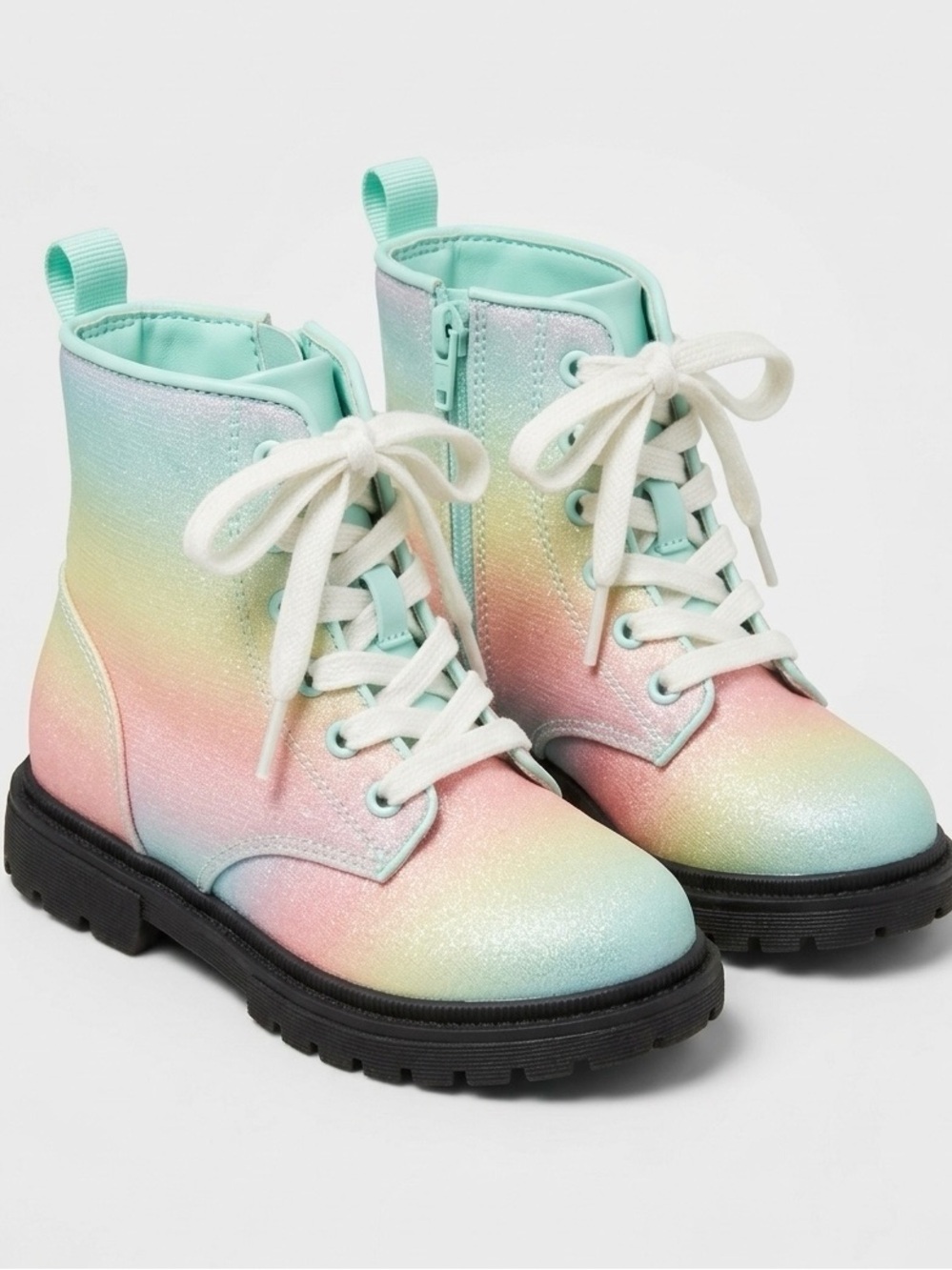 💫3/$20 Cat & Jack Amaya Toddler Girls Rainbow Glitter Combat Boots Size 10